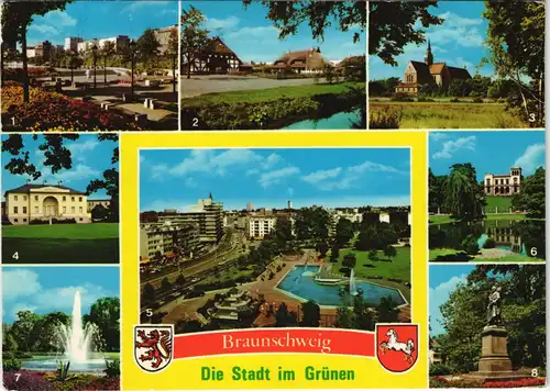 Ansichtskarte Braunschweig Mehrbildkarte mit 8 Stadtteilansichten 1982
