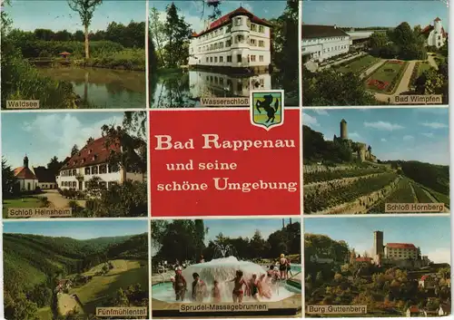 Bad Rappenau Mehrbild-AK Umland-Ansichten ua. Waldsee Fünfmühlental uvm. 1980