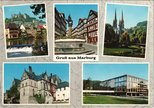Ansichtskarte Marburg an der Lahn Mehrbildkarte mit 5 Ansichten 1971