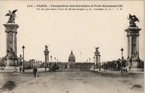 Paris Hôtel des Invalides, Strassen Ansicht mit Invalidendom 1910