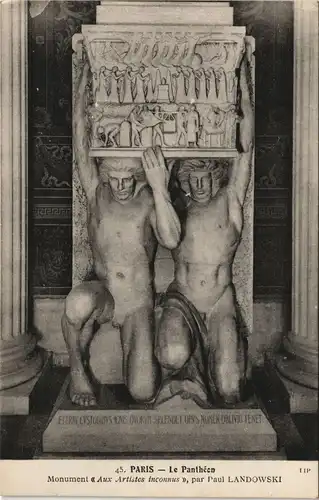Paris Le Panthéen Monument Aux Artistes inconnus Paul LANDOWSKI 1910