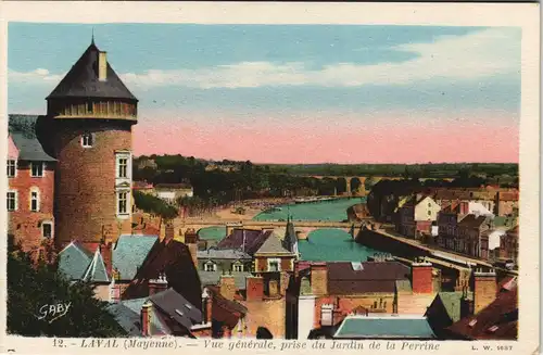 Laval (Mayenne) Vue générale, prise du Jardin de la Perrine 1920