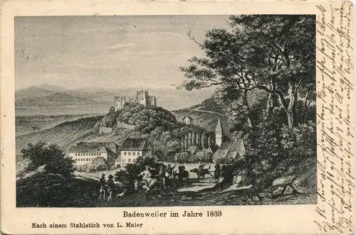 Badenweiler Umland-Ansicht anno 1838 nach Stahlstich L. Maier 1909