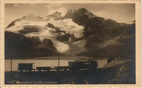 Ansichtskarte  Berninabahn und Piz Cambrena, Schweiz Eisenbahn, Alpen 1920