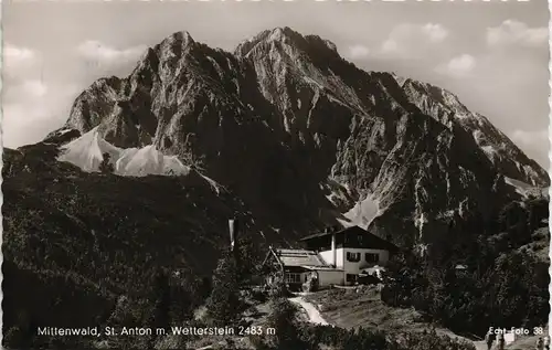 Ansichtskarte Mittenwald St. Anton m. Wetterstein 2483 m 1957
