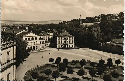 Ansichtskarte Coburg Panorama-Ansicht Schloßplatz mit Landes-Theater 1959
