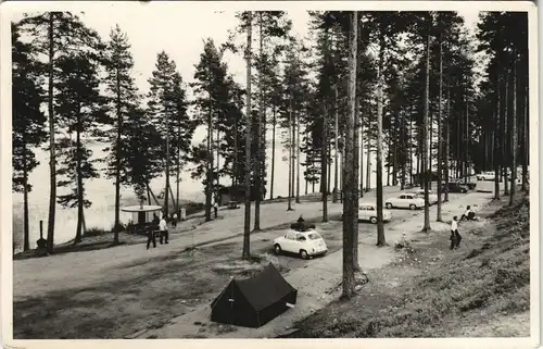 Postcard Pihtipudas (Suomi) Campingplatz, Autos - Fotokarte 1965