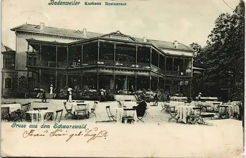 Ansichtskarte Badenweiler Kurhaus - Restaurant 1909