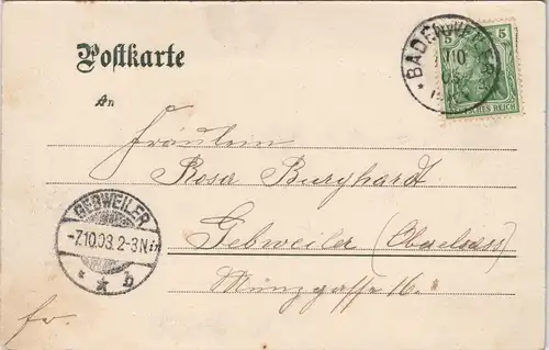 Ansichtskarte Badenweiler Bergmannsruhe 1903