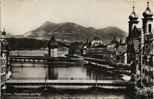 Ansichtskarte Luzern Lucerna Reussbrücke und Rigi 1962