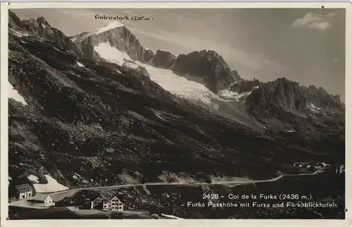 Ansichtskarte Oberwald-Obergoms Furka Hotel, Galenstock 1929