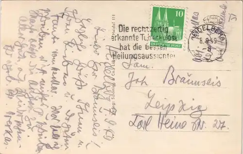 Ansichtskarte Heidelberg Das große Heidelberger Fass 1949