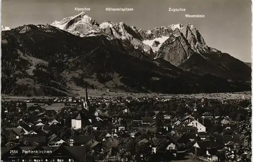 Garmisch-Partenkirchen Panorama-Ansicht mit Blick zur Zugspitze 1955
