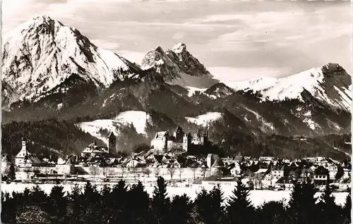 Ansichtskarte Füssen Stadt im Winter 1961