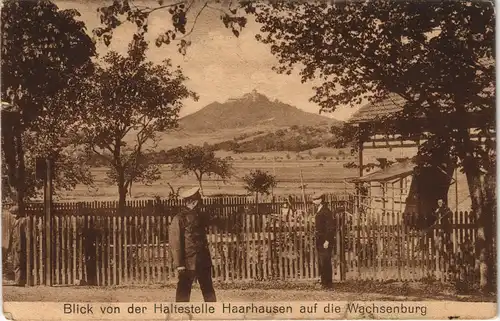 Haarhausen Wachsenburg Soldat und Mann vor der Haltestelle gel. Feldpost 1915