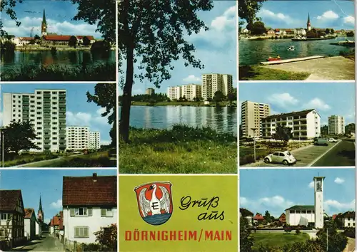 Dörnigheim-Maintal (Hessen) Mehrbildkarte mit 7 Stadtteilansichten 1971