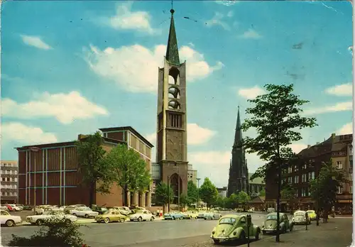 Gelsenkirchen Altstadt Kirche, Autos ua. Volkswagen VW Käfer 1977