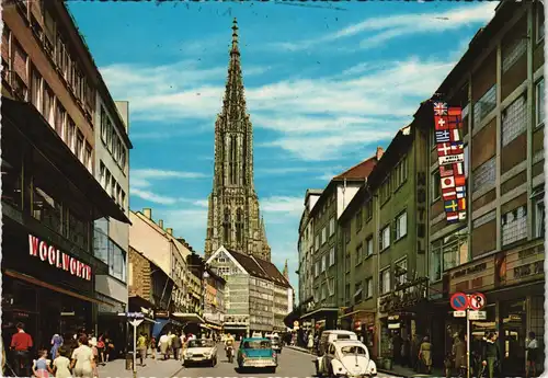 Ulm a. d. Donau Hirschstraße, Geschäfte, Autos ua. Volkswagen VW Käfer 1969