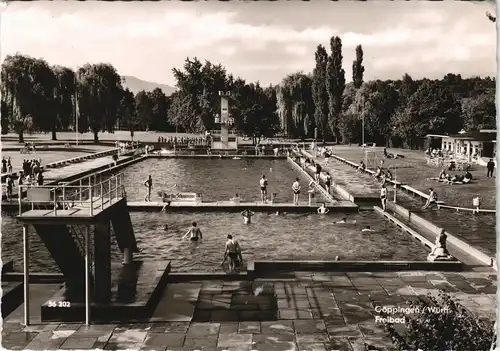 Ansichtskarte Göppingen Schwimmbad Freibad 1960