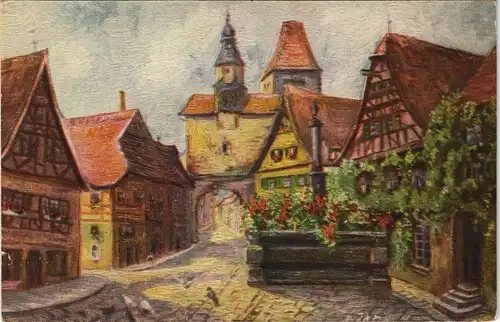 Ansichtskarte Rothenburg ob der Tauber Stadtpartie - Stimmungsbild 1913