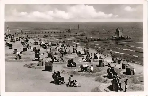 Ansichtskarte Dahme (Holstein) Strandleben - Segelboot gel. Sonderstempel 1955