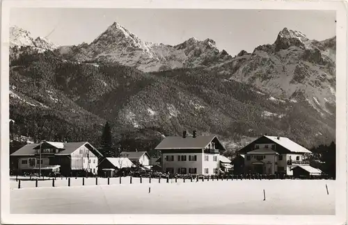 Ansichtskarte Krün Stadt im Winter 1951
