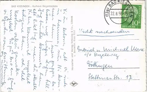 Ansichtskarte Bad Kissingen Kurhaus 1958