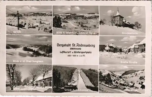 Sankt Andreasberg-Braunlage Mehrbildkarte verschneite Winter-Ansichten 1958