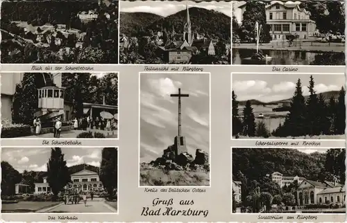 Bad Harzburg Mehrbildkarte mit Schwebebahn, Burgberg, Casino uvm. 1961