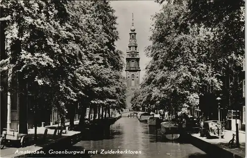 Postkaart Amsterdam Amsterdam Groenburgwal met Zuiderkerktoren 1964