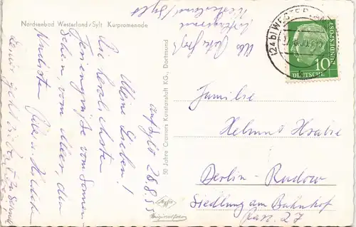 Ansichtskarte Westerland-Sylt Promenade des Nordseebades Insel Sylt 1960