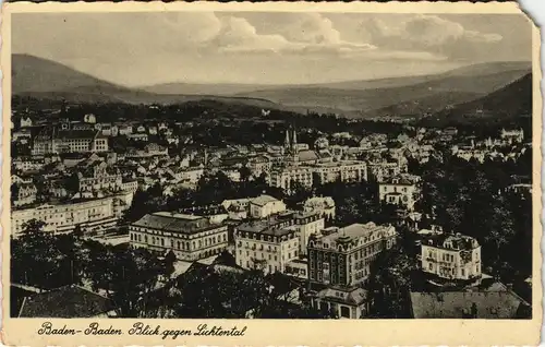 Ansichtskarte Baden-Baden Panorama Blick gegen Lichtental 1930