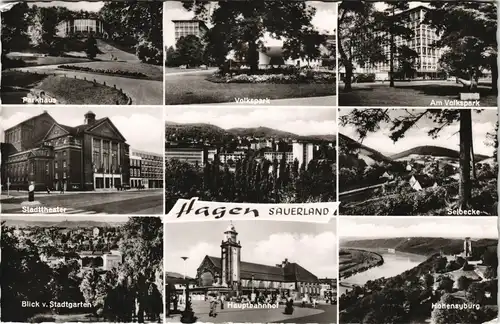 Hagen (Westfalen) Mehrbild-AK mit Stadt-Theater,  Hauptbahnhof uvm. 1968