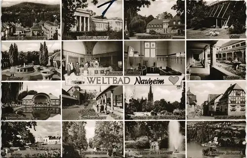 Ansichtskarte Bad Nauheim Mehrbildkarte mit 16 Foto-Ansichten, Weltbad 1962