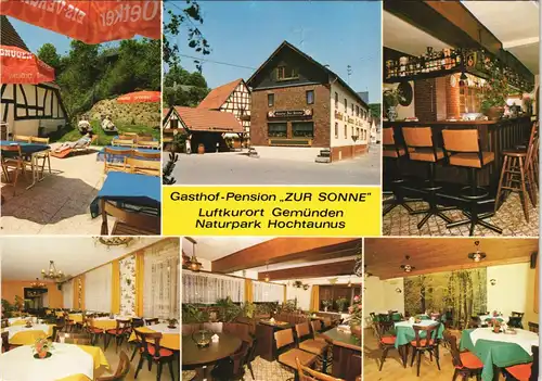 Gemünden (Taunus)-Weilrod Gasthaus Pension Zur Sonne Bes. Mehrbild-AK 1970