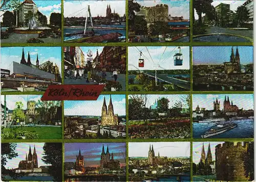 Köln Mehrbild-AK Sehenswürdigkeit u. Stadtteilansichten 1970 Silber-Effekt
