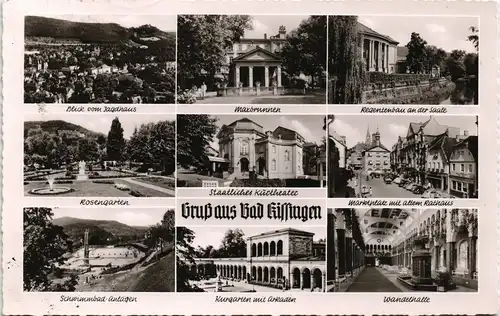 Ansichtskarte Bad Kissingen Mehrbild: Rosengarten, Markt 1958