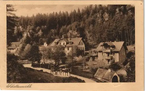 Ansichtskarte Schüttersmühle-Pottenstein Villen und Kutsche 1926