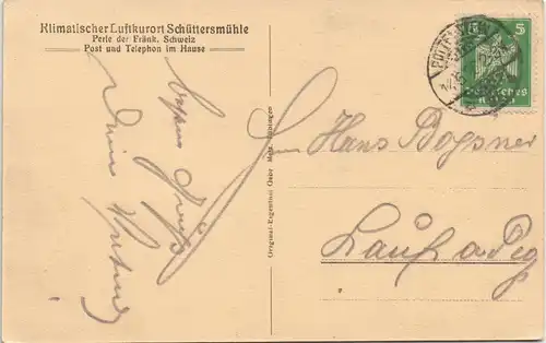 Ansichtskarte Schüttersmühle-Pottenstein Villen und Kutsche 1926