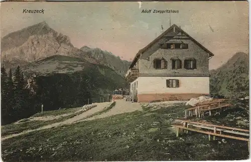 Ansichtskarte Garmisch-Partenkirchen Adolf-Zoeppritz-Haus - Kreuzeckhaus 1910
