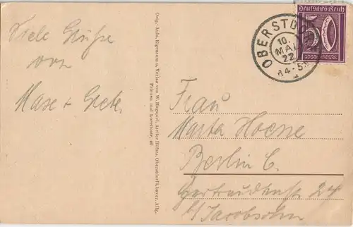 Einödsbach-Oberstdorf (Allgäu) Gaststätte Einödsbach (gel 50 Pf. Ziffer) 1922