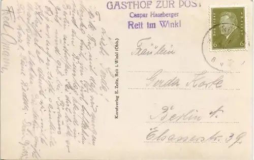 Ansichtskarte Reit im Winkl Baumblüte - Stadt mit Wildem Kaiser 1930