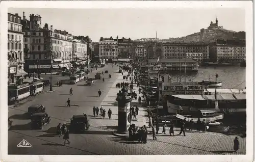 CPA Marseille Le Quai des Bel, Straßenbahn, Schiffe 1930