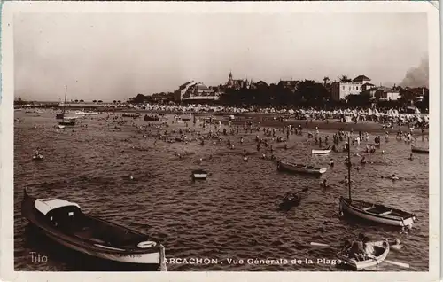 CPA Arcachon Arcaishon Strand, Boote - Hotels 1930