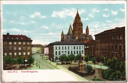 Ansichtskarte Litho AK Mainz Gutenbergplatz 1905