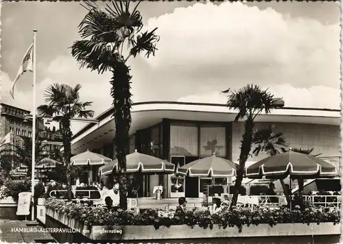 Ansichtskarte Hamburg Jungfernstieg mit Alster-Pavillon (Gaststätte) 1957