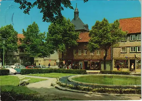 Salzgitter Marktplatz, Kleine Park-Anlage, VW Käfer, Geschäfte 1975