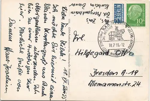 Ansichtskarte Bad Mergentheim Kurhaus 1955   gelaufen  Stempel BAD MERGENTHEIM