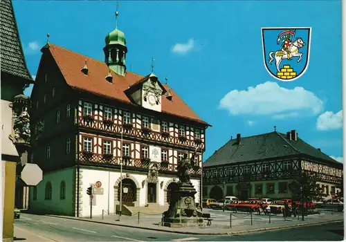 Ansichtskarte Bad Staffelstein Marktplatz Rathaus und Adam-Riese-Denkmal 1975
