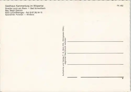 Ansichtskarte Lorch (Rheingau) Gasthaus Kammerburg im Wispertal 1975